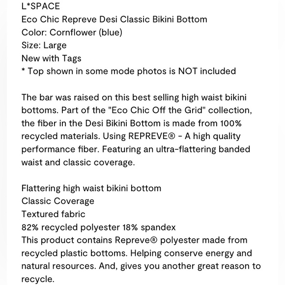 L*Space Desi Classic Bikini Bottom Ribbed High Waist, Sky Blue, X-Small NWT - Picture 10 of 13